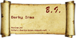 Berky Irma névjegykártya